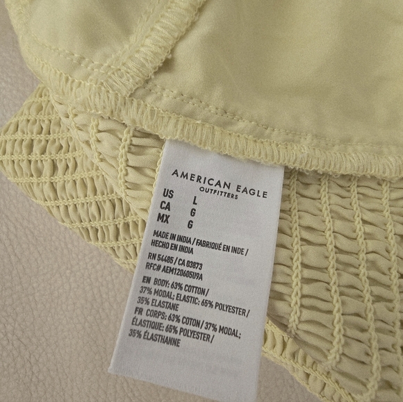 American Eagle Yellow Strap Women's Top Bustie Crop Strapless Lemon Size L - Picture 5 of 7